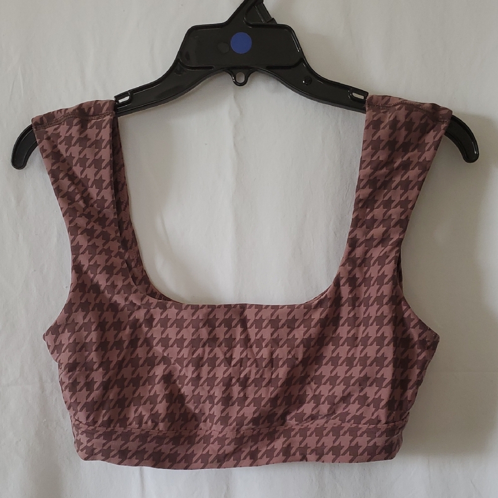 Aerie Mauve Houndstooth Crop Top